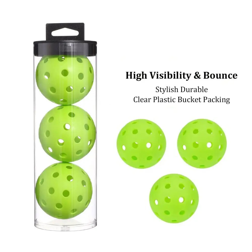 High Visibility 40 Hole Pickleballs 74mm with Bucket - 3PCS